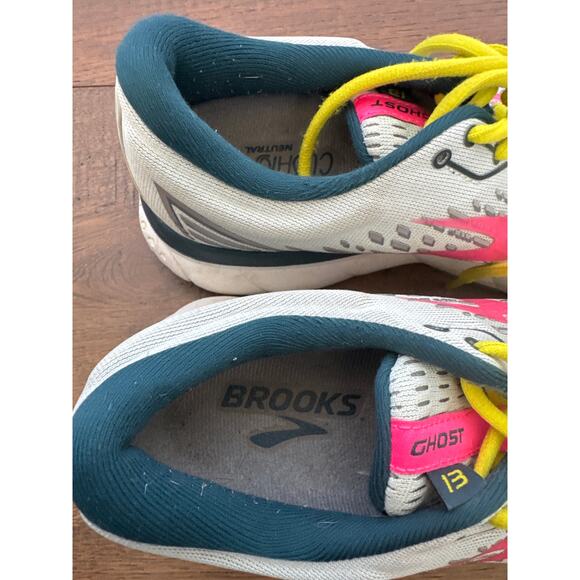 Brooks Ghost 13 Neutral Running Shoes Women's Size 7.5 Gray Pink Neon Laces - Picture 7 of 7